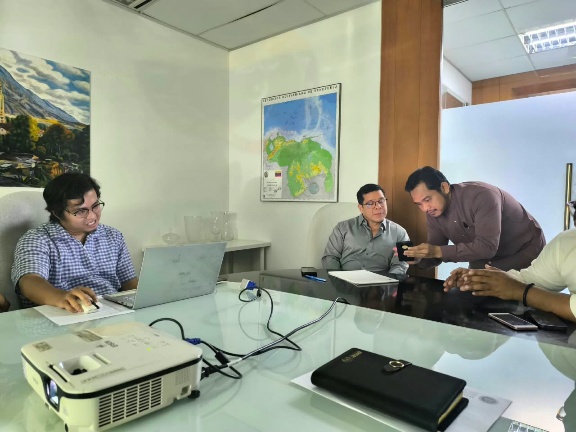 Collaborative discussion around a meeting table